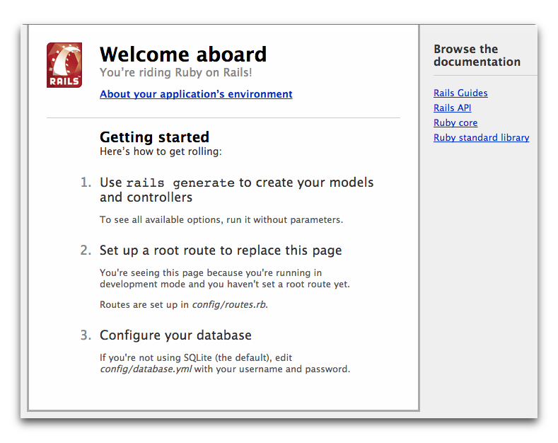 Rails default homepage
